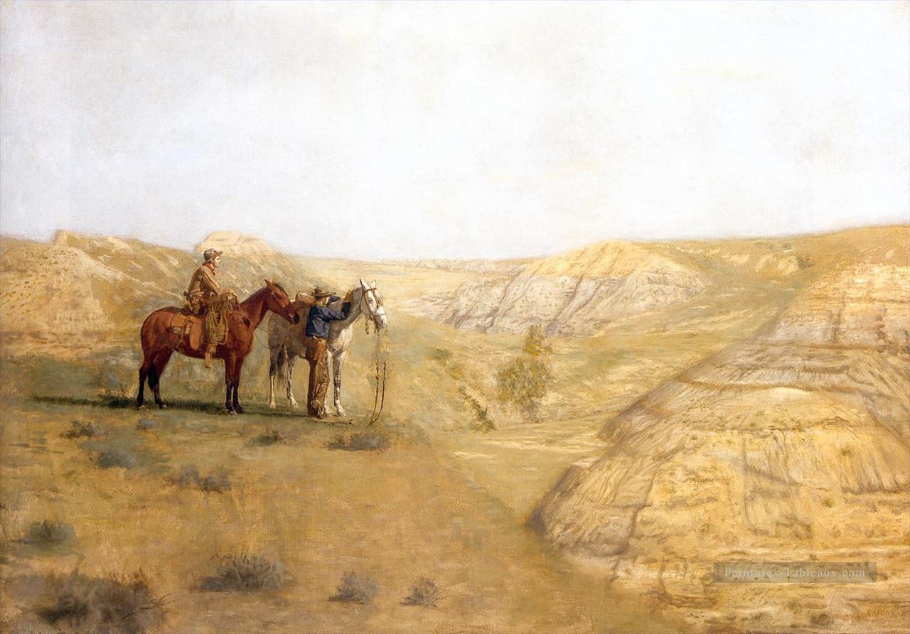 cow boys dans les mauvaises terres 1888 Peintures à l'huile
